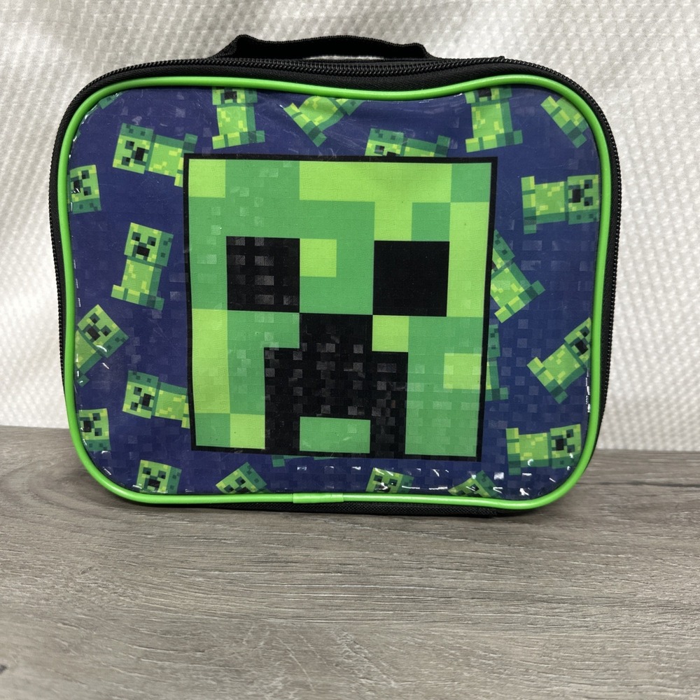 Minecraft Lunch Bag Green Creeper Zip Around Mojang Video Game Boy Lunch Bag